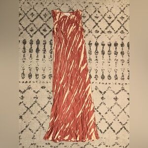 Midi satin dress- pink and white tie dye